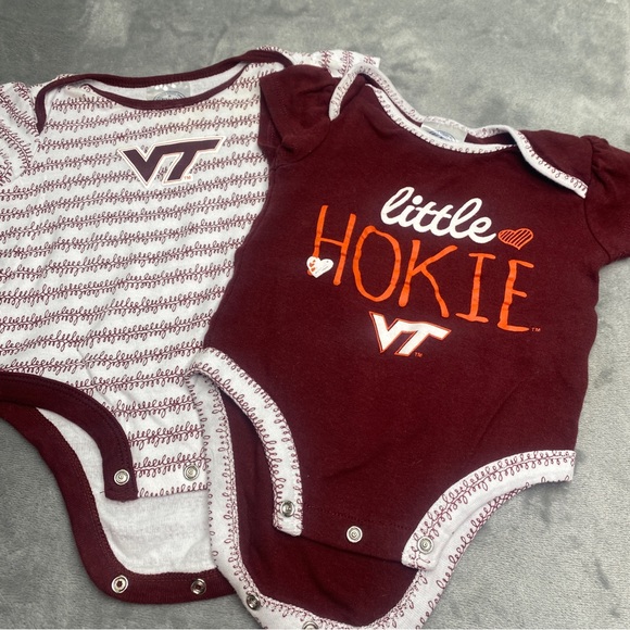 Rivalry Threads Virginia Tech “Little Hokie” and Striped VT Onesie Size 3-6 Mths - Picture 1 of 4